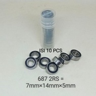 Premium Fishing Reel Miniature Bearing 687 2RS 7x14x5 CONTENTS 10 pcs