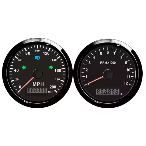 85mm GPS Speedometer 125MPH 200km/h with Tachometer 8000RP PM with Red Yellow Backlight for Car Boat