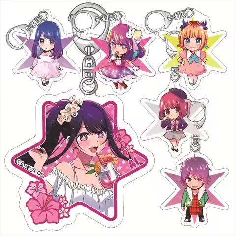 6cm/ Duplex Printing Hoshino Ai Star-shaped Cosplay Acrylic Keychain Cute Singing Girl for Backpack 