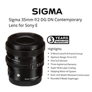 SIGMA 35MM F/2 DC DN CONTEMPORARY LENS FOR SONY E-MOUNT/FULL FRAME FORMAT SIGMA 35MM F/2 SONY E MOUN