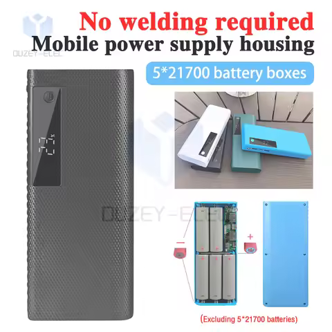 3.7V 5x21700 Battery Cases Power Bank Shell Type C Quick Charge LCD Display DIY Power Bank Battery C