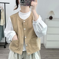 denim vest denim vest woman denim suit woman Women's Cotton Denim Vest - Slim Fit, Casual Style