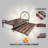 LaMoison 3V Single Size Metal Super Base Bed Frame With Pull Out Bed Katil Single Katil Pull Out - O