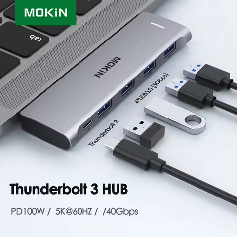 MOKiN USB C Hub Docking Station Adapter 4K HDMI, 3 USB 3.0 5Gbps, USB C 3.0 and 100W Thunderbolt 3, 