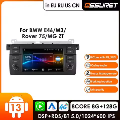 7inch AI Car Carplay 4G 2 Din Android 14 Car Radio for BMW E46 M3 Rover 75 Coupe 318/320/325/330/335