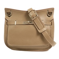 HERMES Clemence皮革Jypsiere 28銀扣肩背袋Etoupe