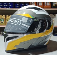 Grayfosh G3838 Full Face Flip up Double Visor Kraze Yellow / Pearl White ( 2 in 1 ) ( 1pcs ) JK