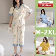 Padded Pajamas Women Cotton Pajamas Set Short Sleeve 3/4 Length Summer Lady Chest Padded Pajamas Wom