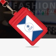 PU Leather ID Card Holder with 5 Card Slots & Zip Compartment Includes Lanyard