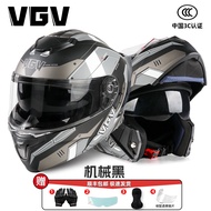 หมวกกันน็อค VGV 3C ใบหน้าแบบเปิดได้สำหรับผู้ชายและผู้หญิง หมวกกันน็อคแบบครอบเต็ม แว่นกันลมสองชั้น ใช