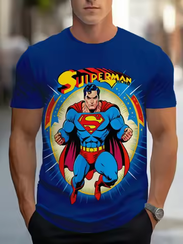 Men'S Superman Graphic T-Shirt Marvel Anime Tee 3D Print Superhero T Shirt