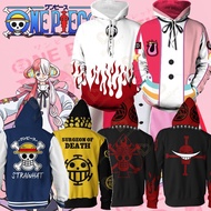 Hoodie Tiedye Anime One Piece Trafalgar Law Cosplay Costume Film Red Uta Hoodies Jacket Cute Autumn Long Sleeves Pollover