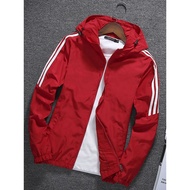 Jaket Lelaki Sukan Kasual Musim Bunga Musim Gugur Jaket Lelaki Longgar Bertudung Nipis Atasan Kot Le
