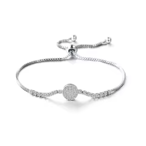 WEIMANJINGDIAN Brand Elegant Cubic Zirconia CZ Crystal Round Disc Adjustable Bracelet