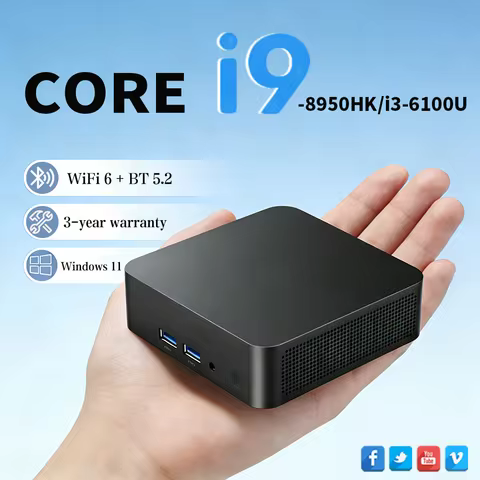 Mini PC Windows 11 Pro Core i9-8950HK/i3-6100U 16GB DDR4 1TB SSD PC Gamer Computer Dual WIFI 6 BT5.2