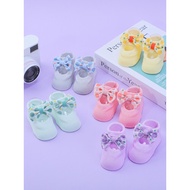 1 Pcs Checkered Colorful Bow Baby Non-Slip Floor Socks, Colorful Baby Socks,  Soft Bottom Indoor Tod