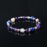 幻夢歷險 // 紫水晶藍晶石月光石 手鍊 // 智慧 洞察 平靜 人緣