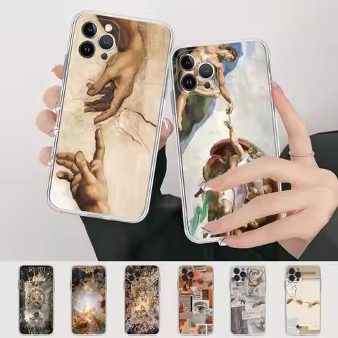 Fresco Michelangelo Creation of Adam Phone Case For iPhone 14 13 12 Mini 11 Pro XS Max X XR SE 6 7 8