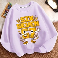 Children Steal a Brainrot 67 Cartoon Style Crewneck Sweatshirt Warm Casual Top