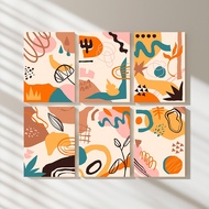 【Set of 6 】Abstract Wall Art / Paint by Numbers / Boho Botanical Wall Decor / Botanical Decoration P