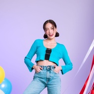 เสื้อไหมพรมคาดิแกน WM Charm Knitted Cardigan Azure Blue