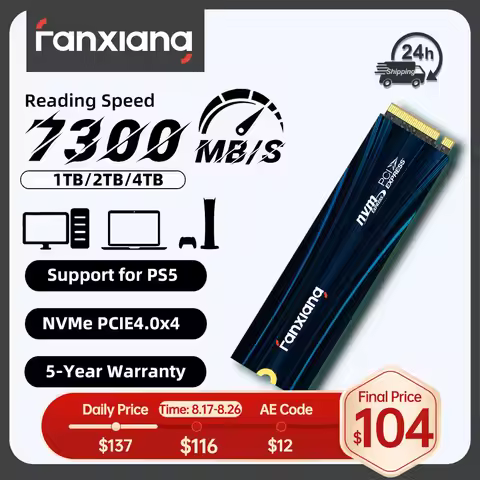 Fanxiang S880E/S880ER 7100MB/s NVMe M.2 SSD Drive PCIe4.0x4 1TB/2TB/4TB M.2 2280 SSD Internal Solid 