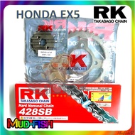 RANTAI RK HONDA EX5, DREAM SPROCKET & CHAIN KIT 428 SB 96L - 34T, 35T, 36T, 37T (RK JAPAN)