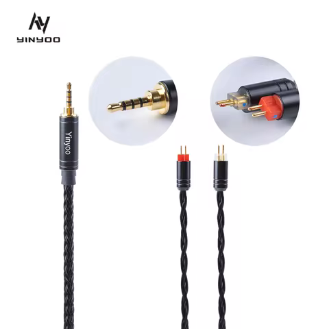 Yinyoo 16 Core Silver Plated Earphones Cable 2.5/3.5/4.4mm Balanced with MMCX/2PIN/QDC for KZ ZSTX E