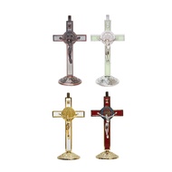 Benedict Iron Catholic Sitting Cross 15cm Premium Color - Table Cross - Catholic Cross
