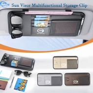 Car Sun Visor Storage Bag PU Leather Multi-Pocket Sun Visor Organizer Box Car Glasses Clip Card Hold