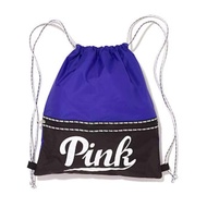 CCC BackpackBackpackVictoria Secret Pink BLUE BLAZE Drawstring Backpack Bag Tote Gym Logo NEW 1inch 