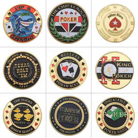 Poker Card Guard Protector Poker Card Metal Souvenir Lucky Coin Poker Game Hold'em Accessories Chip 