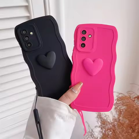 A 16 26 36 56 15 25 35 55 Love Heart Wavy Silicone Case For Samsung Galaxy A16 A26 A36 A56 A15 A25 A