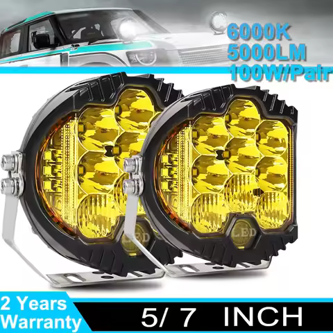 Off-Road Car LED Headlight 5''/ 7" 1 PCS DRL Hi/Lo Beam 50W 5000LM 9LEDS For Wrangler Offroad Jeep L