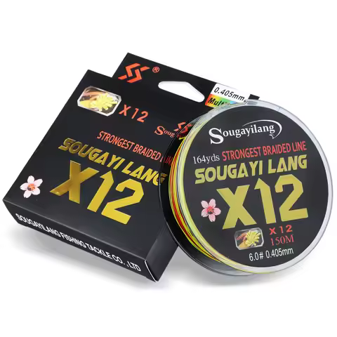 Sougayilang New X12 Super Strong 12 Strands Braided Fishing Line 150M 40LB Multifilament PE Line Sal