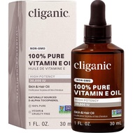 Cliganic Pure Vitamin E Oil for Skin, Scars, Hair & Face - 30,000 IU, Non-GMO Verified | Natural D-A