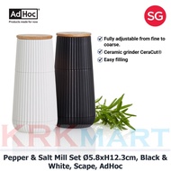 AdHoc Scape Pepper & Salt Mill Set Ø5.8xH12.3cm, Black & White