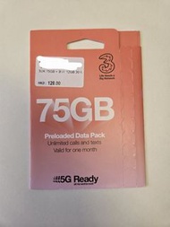 3香港 75GB 英國數據儲值卡