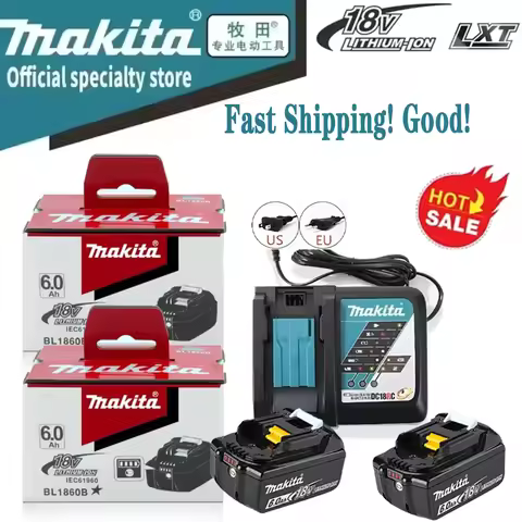 100% Authentic Makita 18V 6.0/5.0Ah Rechargeable Battery,For L1840B L1850B L1860,Tool Battery for Ma
