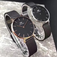 代購 Daniel Wellington手錶 DW手錶 黑色金屬鋼鏈女生腕錶 簡約時尚潮流石英錶32mm 時尚百搭金屬錶帶女錶 米蘭扣防水手錶女