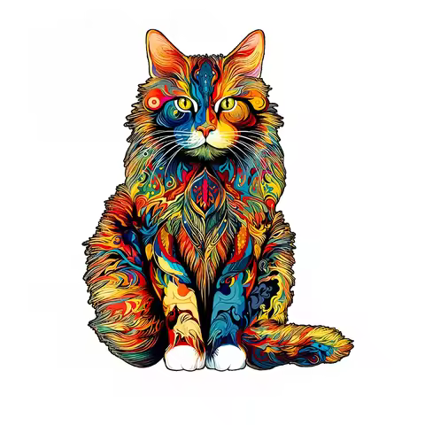 unique Cat Pattern Wooden Puzzle,Irregular Animal Shapes, Leisure toys, The Gift for Halloween, Chri