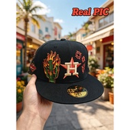 Houston Astros  Houston Astros Hustle Town Flame Cactus  black  Fitted Hat Hip-Hop Flat Brimmed Base