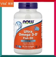 NOW Foods - 超級omega-3 + 維他命D3 90粒液態軟膠囊 心腦血管健康 關節 免疫力 GMP品質保證 平行進口 (效期: 04/2029*)