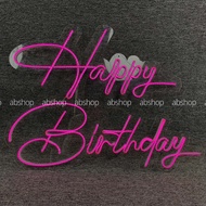 Pink happy birthday neon led light