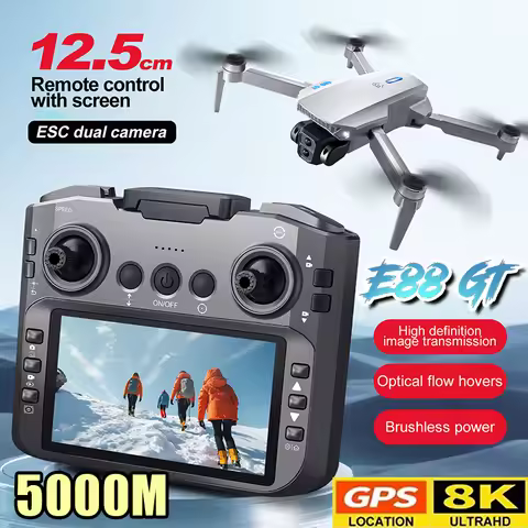 E88GT 4.3-inch Large Screen Drone Brushless Dual Camera Aerial Photography 8K HD Optical Flow Remote