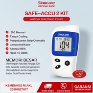 Sinocare Alat Tes Gula Darah Safe Accu2 Praktis Instant BGM 200 Memori HCT 30-60%