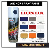 HONDA ANCHOR SPRAY PAINTS H212* EX5 BLUE H227* HUB BROWN H231* BLUISH PEARL WHITE H232* EX5 DREAM BLUE H233* EX5 DREAM RED H234* PEARL WHITE H235* GOLD H236* REPSOL ORANGE H237 METALL BLUE - Bike Motorcyle Motor Motosikal Basikal Cat Semburan Aerosol 喷漆