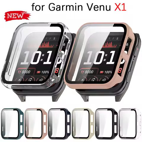 Glass Film+PC Case for Garmin Venu X1 All Around Protective Bumper Case Cover for Garmin venu x1 Ant