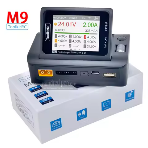 ToolkitRC M9 600W 20A USB Fast Charing DC Smart Charger Adjustable Screen Angle with Audio Function 