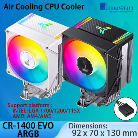Jonsbo CR1400 EVO CPU Cooler,ARGB Mute Series air Cooling, 92mm Fan,4 Copper Heat Pipes Tower Radiat